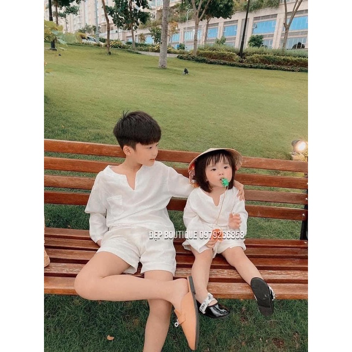 Sét gia đình 3 món trắng quần sooc hàng đẹp