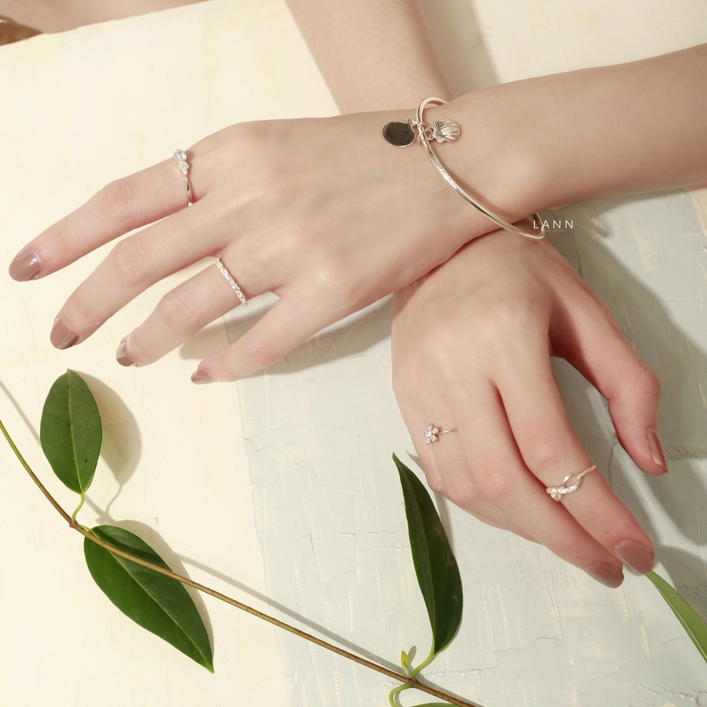 Nhẫn nửa đá cách chéo BẠC S925 LANN R240