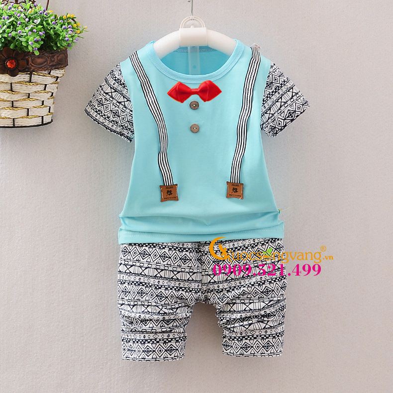 Bộ quần áo bé trai set lửng bé trai wash mềm GLSET026 xanh ngọc Cuocsongvang