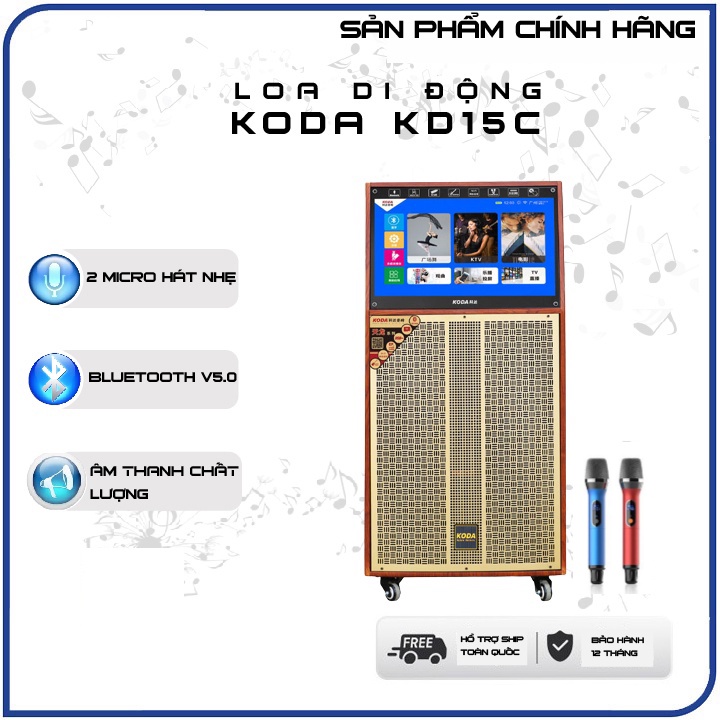 Loa kéo di động KODA KD15C, cảm ứng siêu nhạy,Loa bass 40 công suất lớn (NEW 2021)