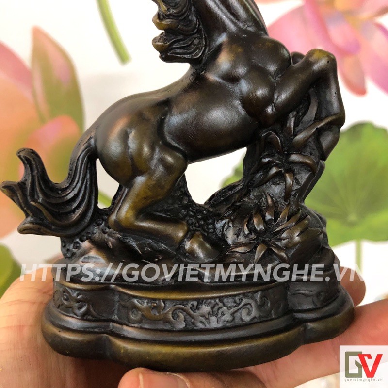 Tượng Đá Trang Trí Ngựa Phong Thủy - Màu nâu đen - Cao 12cm