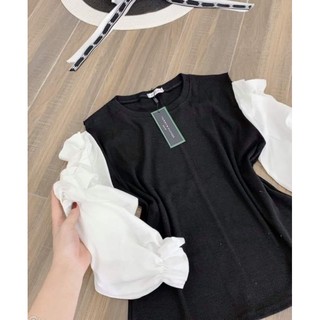 Áo Hở Vai Phối Sơ Mi