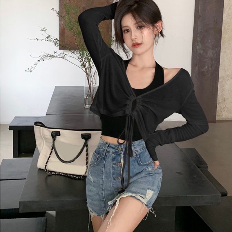 Áo Thun Dài Tay Chống Nắng Phối Dây Rút Thời Trang Dành Cho Nữ