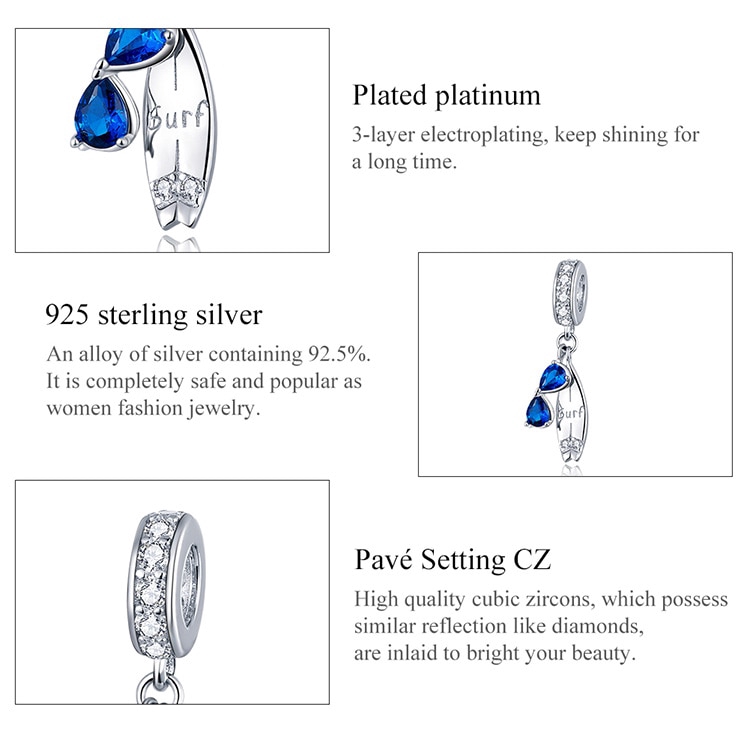 Charm xỏ Bamoer BSC263 DIY vòng đeo tay / mặt dây chuyền bạc 925