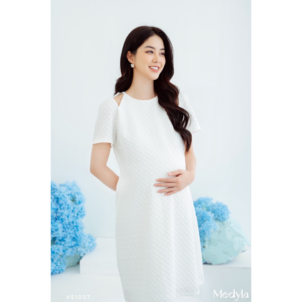 MEDYLA - Đầm bầu dự tiệc mùa hè thiết kế 2 lớp xốp lót lụa cho bầu đi chơi du lịch dự tiệc - VS1037