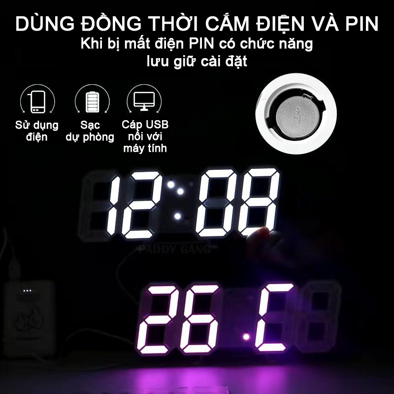 Đồng Hồ Led Để Bàn Trang Trí Treo Tường, Đồng Hồ Thông Minh Treo Tường Điện Tử Báo Thức Đo Nhiệt Độ Smart Clock