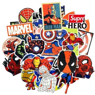 Sticker siêu anh hùng combo 30-50 cái ép lụa nhiều mẫu khác nhau