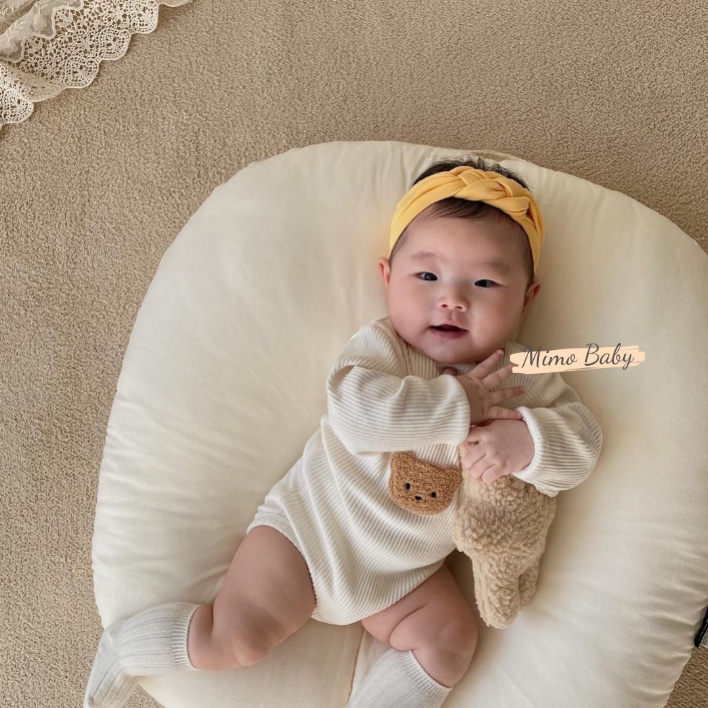 Bộ bodychip đính gấu chất liệu thun gân siêu dễ thương cho bé QA37 Mimo Baby