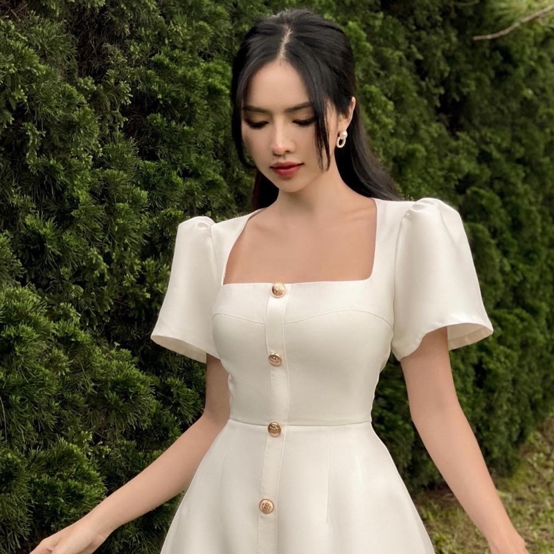 LUCEI DRESS/ ĐẦM NGẮN CỔ VUÔNG SANG TRỌNG