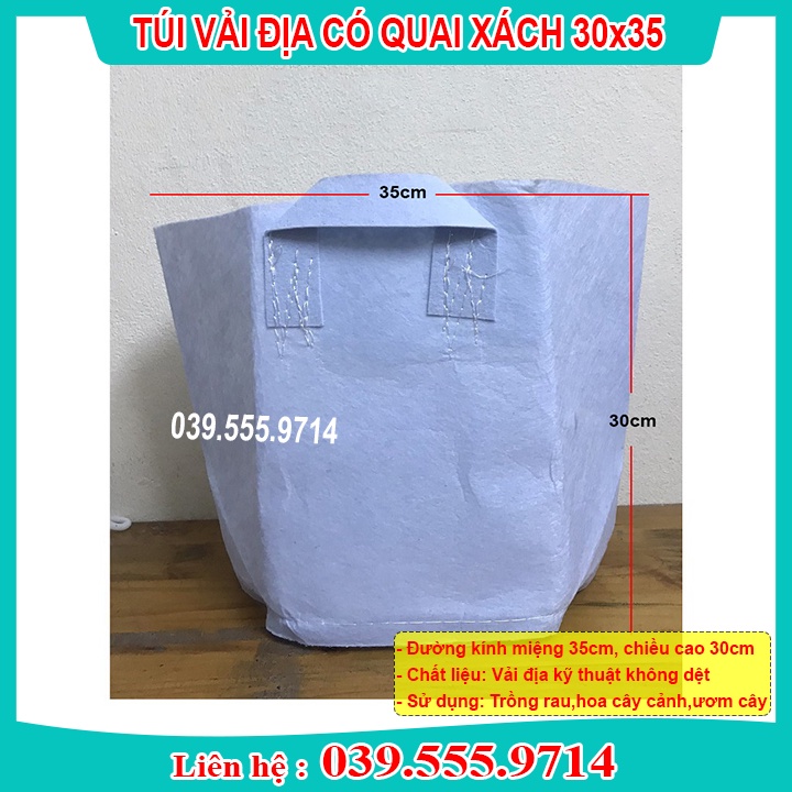 BỘ 10 TÚI VẢI ĐỊA KỸ THUẬT TRỒNG CÂY CÓ 2 QUAI XÁCH SIZE 35x30 BỀN ĐẸP