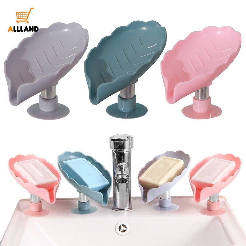 Giá Đỡ Xà Phòng Bằng Nhựa ABS Hình Lá Sen Sáng Tạo Với Núm Hút Chân Không Chống Trượt Thoát Nước Cho Nhà Bếp