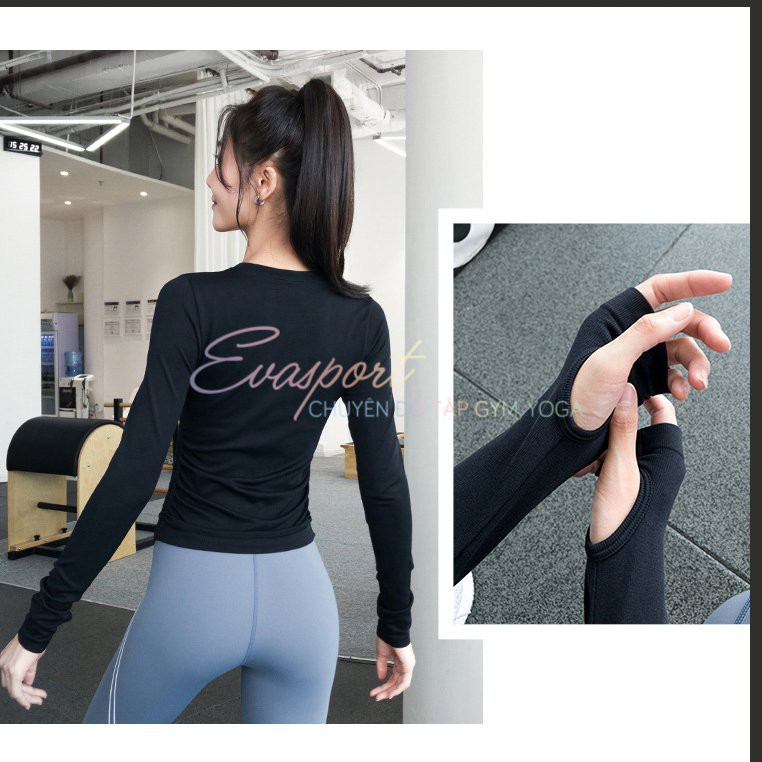 Áo tập yoga nữ tay dài có chun eo dệt kim Balance Care, áo mùa lạnh tập gym, yoga, aerobic, thể thao, ôm body Evasport