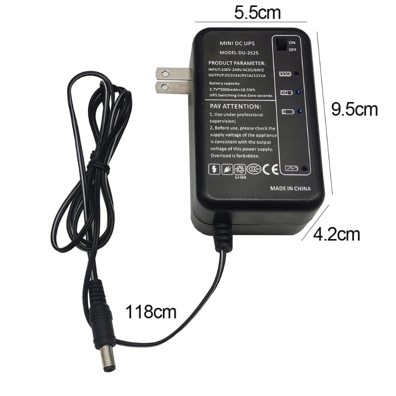 Pin sạc 5000mAh 5V 9V 12V DC UPS cho bộ phát wifi