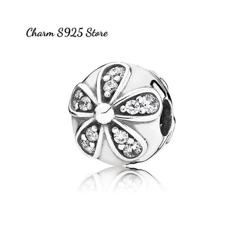 PAN ALE CHARM KHOÁ CHẶN HOA 5 CÁNH ĐÍNH ĐÁ BẠC S925 HÀNG CAO CẤP