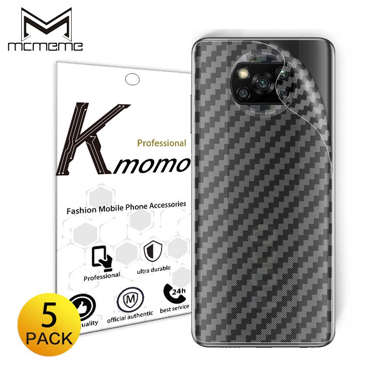 Miếng dán mặt sau điện thoại vân sợi carbon cho Xiaomi POCO C65 F5 F6 X5 X6 M6 M5 M5s X4 X3 NFC C40 M3 M4 F3 GT F2 Pro 5G Pocophone F1