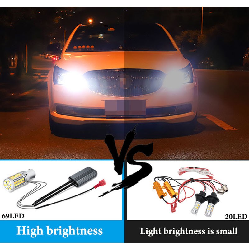 Set 2 đèn LED xi nhan Lymoyo Drl P21W Py21W Ba15S Bau15S T20 7440 W21W T25 3156 3030 69LED