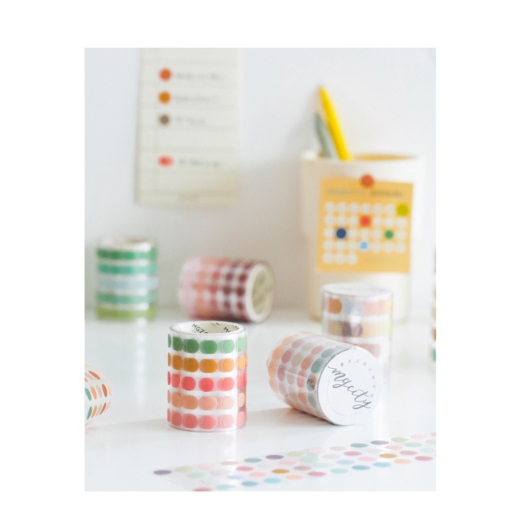 Sticker dán tròn (dạng cuộn) - 50 mm x 3.0 m - Ghi chú - Washi Tape trang trí