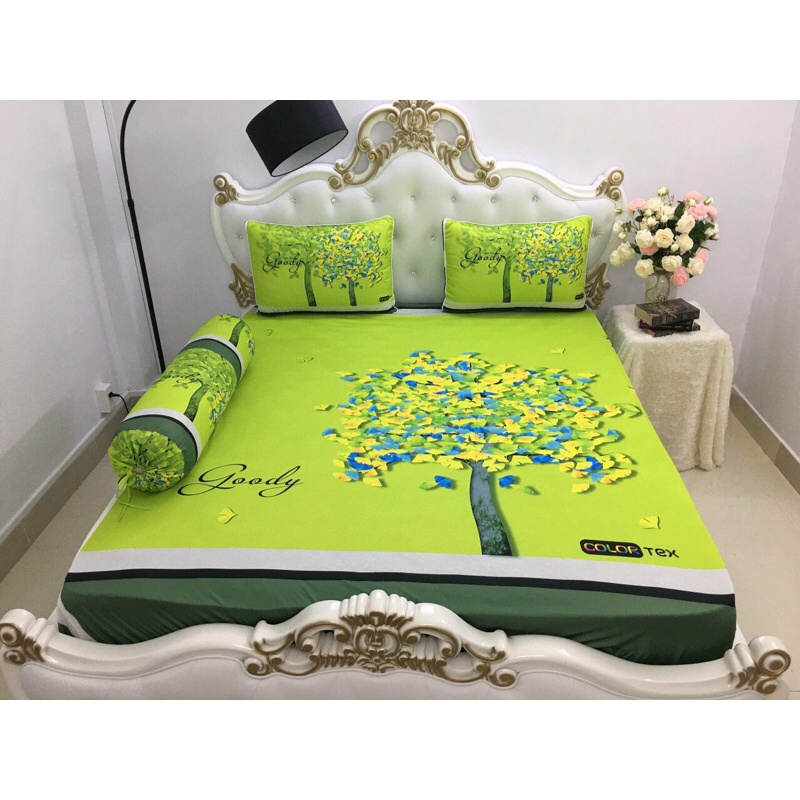 Drap thun Ý 5D❤️FREESHIP❤️ga thun lạnh mẫu hoa(1ga, 3 vỏ gối)