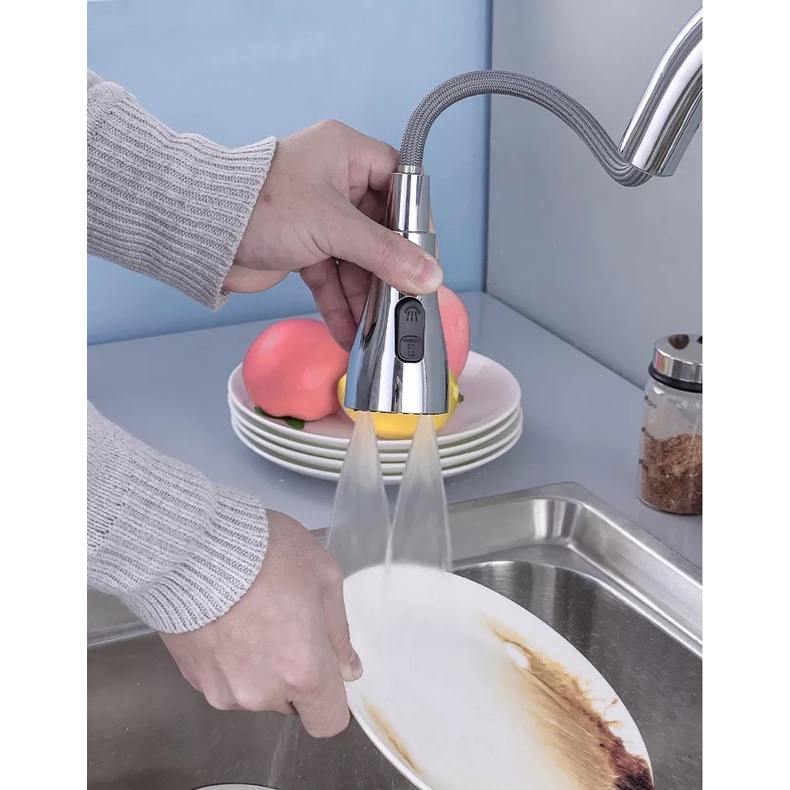 LOA VÒI , ĐẦU VÒI RỬA CHÉN BÁT RÚT DÂY. Dùng được 2 chế độ nước nóng lạnh