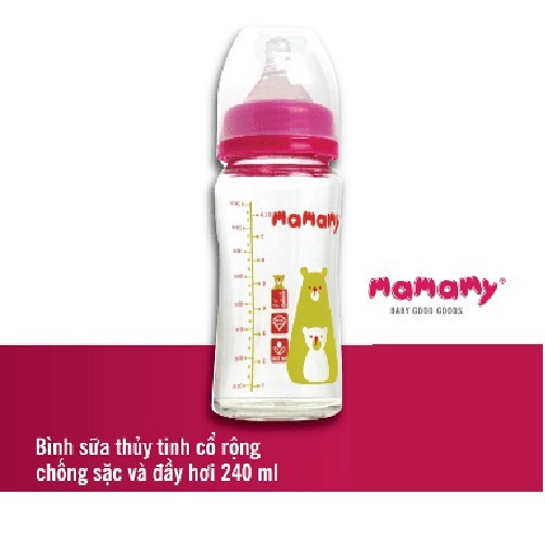 Bình Sữa thủy tinh 240ml Mamamy BS123.