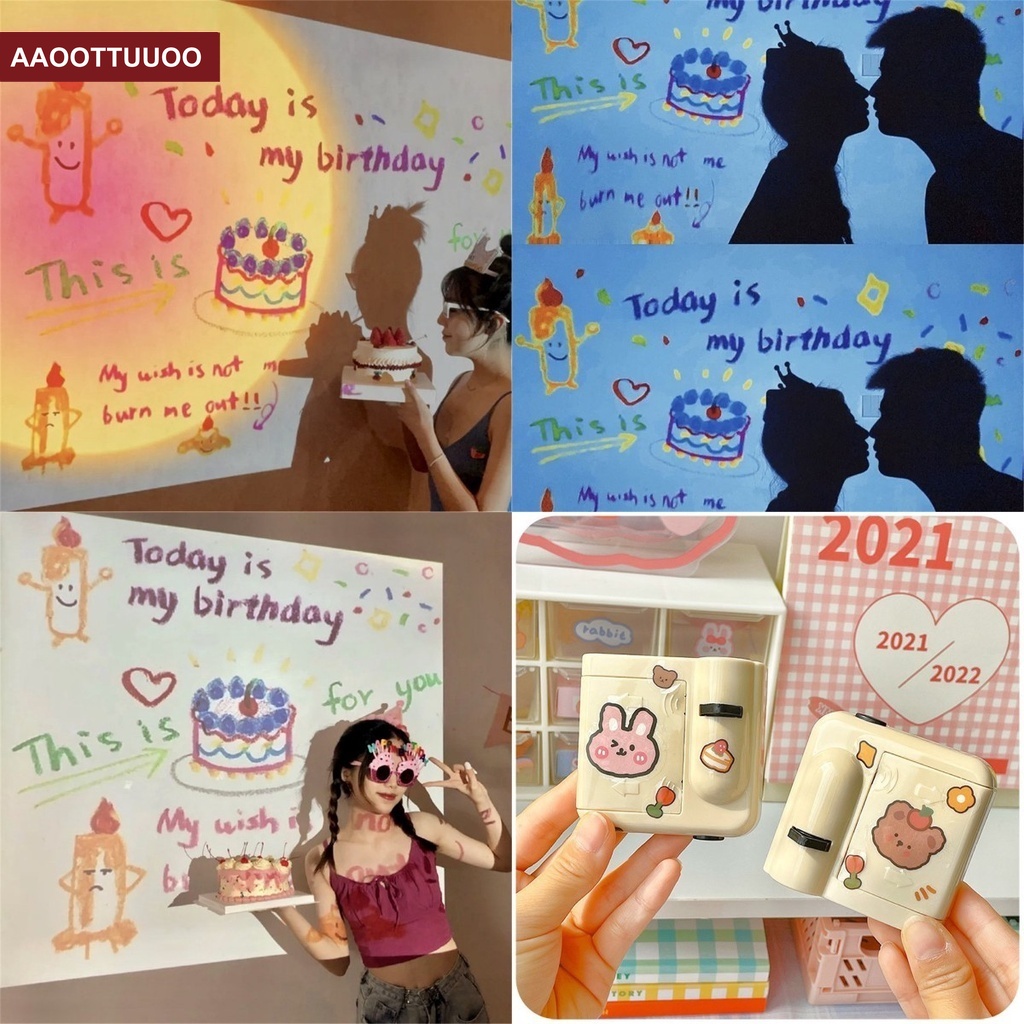 Máy chiếu tạo kiểu chúc mừng sinh nhật phong cách Hàn Quốc đáng yêu
