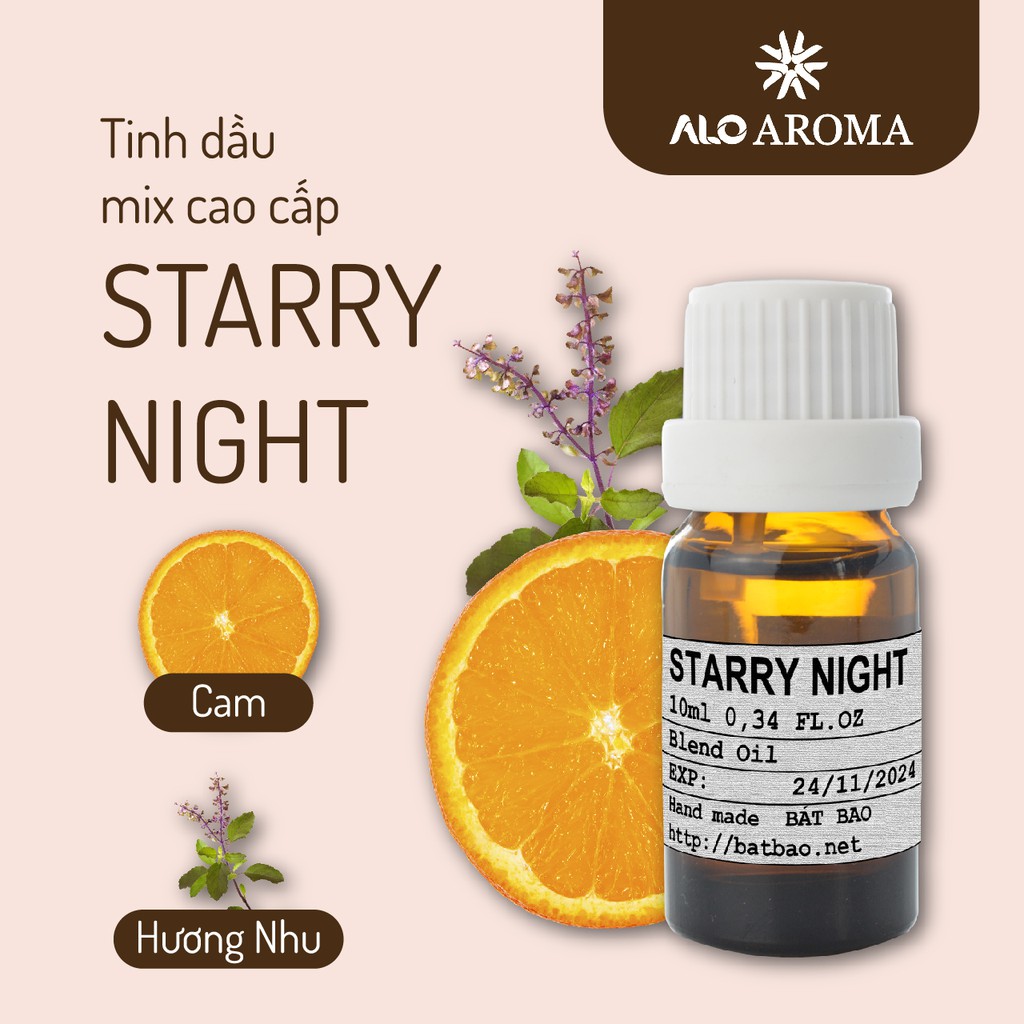 Tinh dầu mix cao cấp Starry Night 10ml AloAroma mùi nhẹ nhàng, thư thái