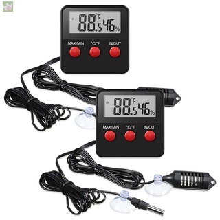 2 Pieces Digital Reptile Hygrometer with Probes Terrarium Reptile Humidity Gauge Indoor Outdoor Digital