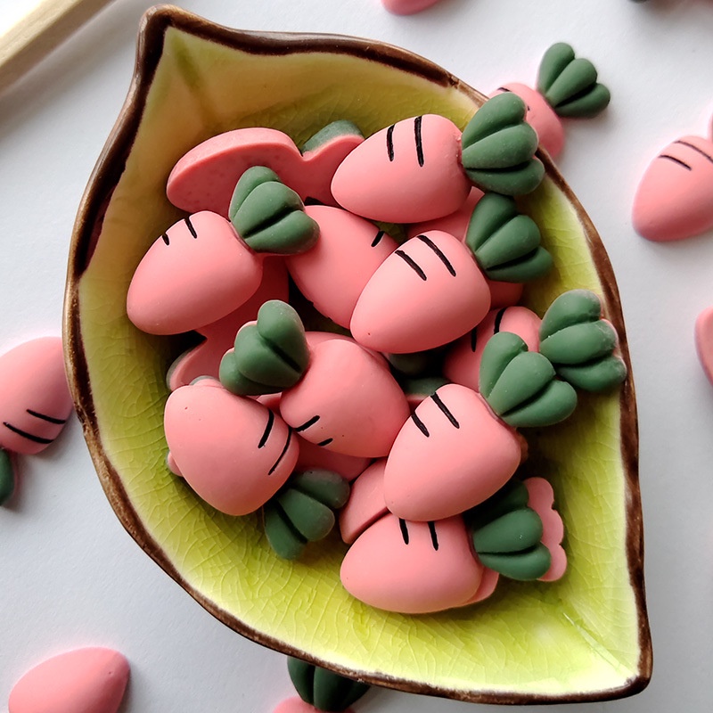 Set 10 Phụ Kiện Hình Cà Rốt Màu Trơn Bằng Nhựa Resin Dùng Để Trang Trí Quần Áo