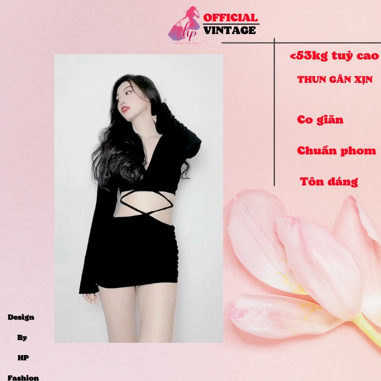 Set đồ nữ áo đắp chéo tay dày  kèm chân váy  có quần trong màu đen kiểu hàn quốc đi tiệc VD316