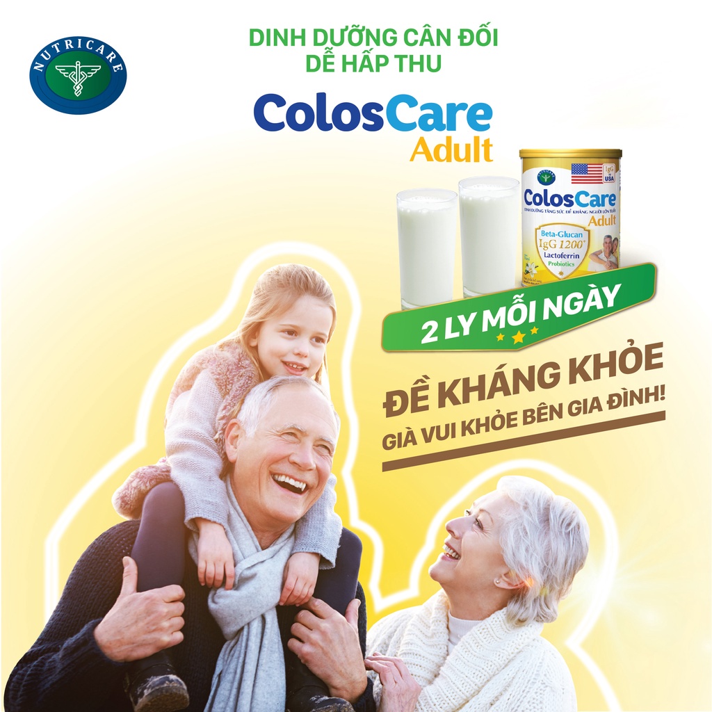 Sữa bột tăng sức đề kháng hỗ trợ miễn dịch cho người lớn tuổi Nutricare ColosCare Adult hộp 400 gram 800 gram