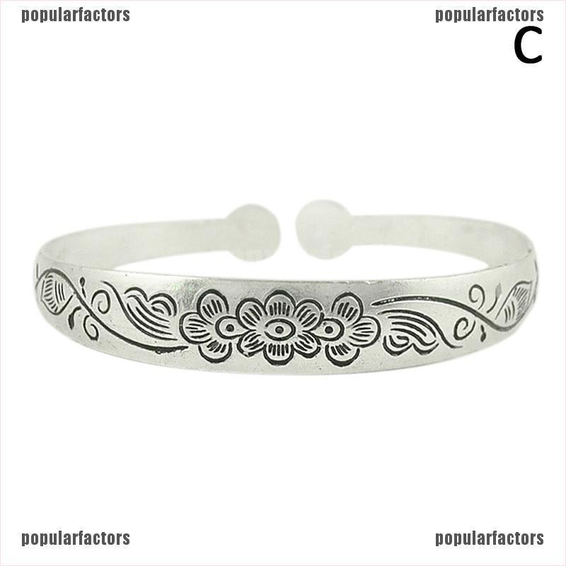 [Popular] Retro Opening  Bracelet Jewelry Vintage Tibetan Silver Totem Carved Bangle Cuff [Factors]