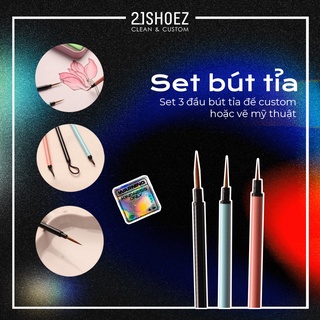 Bộ Bút Vẽ Cọ Tỉa Đầu Nhọn Chuyên Dụng Custom Giày - Set 3 Bút