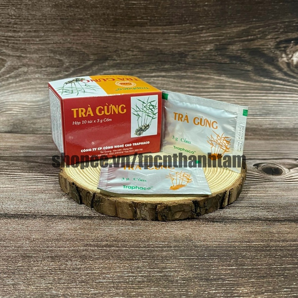 Trà Gừng Traphaco  Chính Hãng giúp ấm bụng, giảm đầy hơi, khó tiêu,giải cảm - Hộp 10 gói 3g