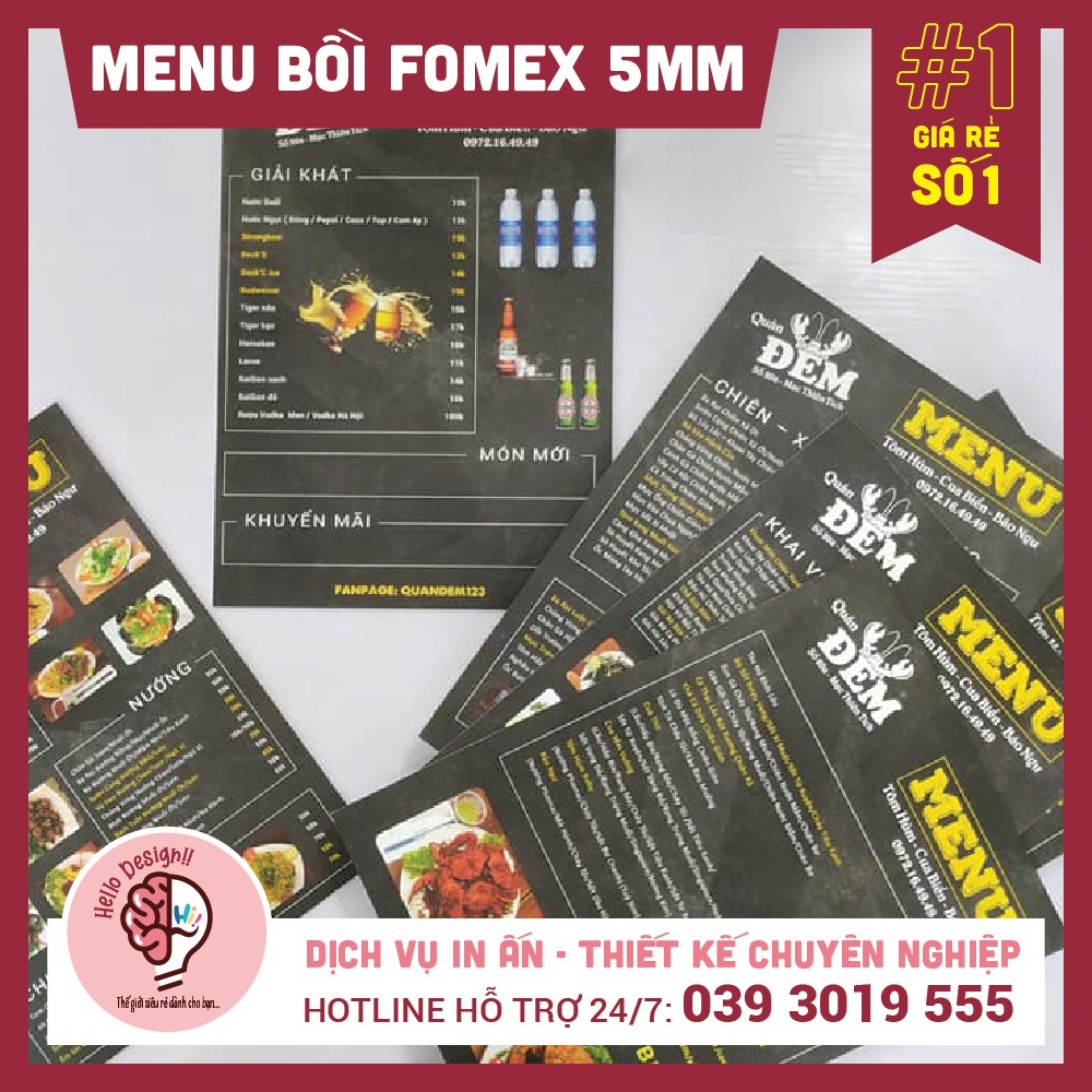 In menu bồi formex 5mm cao cấp