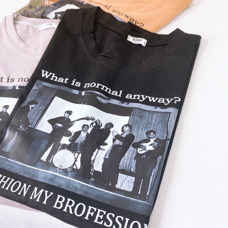 Áo phông 3158, áo thun tay lỡ form rộng chất cotton in hình ban nhạc