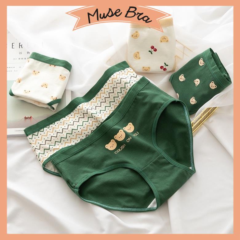 [Giá sỉ] Quần Lót Cotton Cute Tông Xanh Lá Hoạ Tiết Dễ Thương Mới