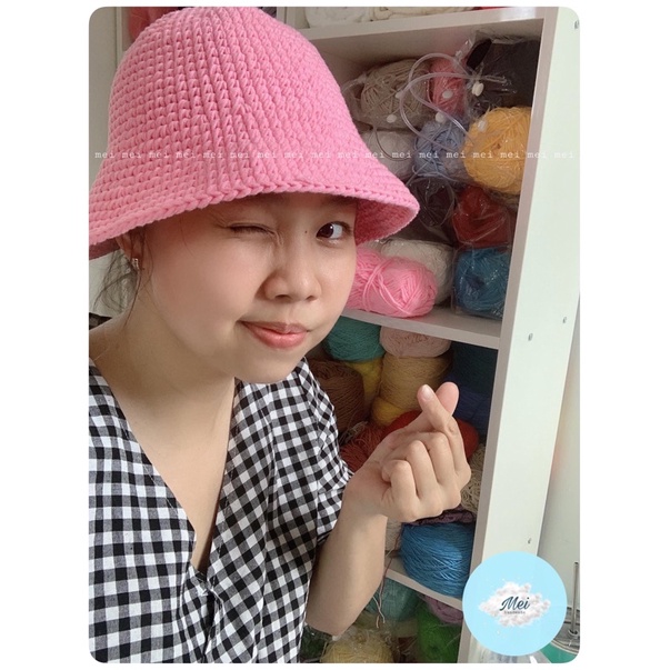 NÓN BUCKET HAT LEN MÓC MÀU TRƠN ĐƠN GIẢN CÁ TÍNH- Basic Bucket hat len handmade