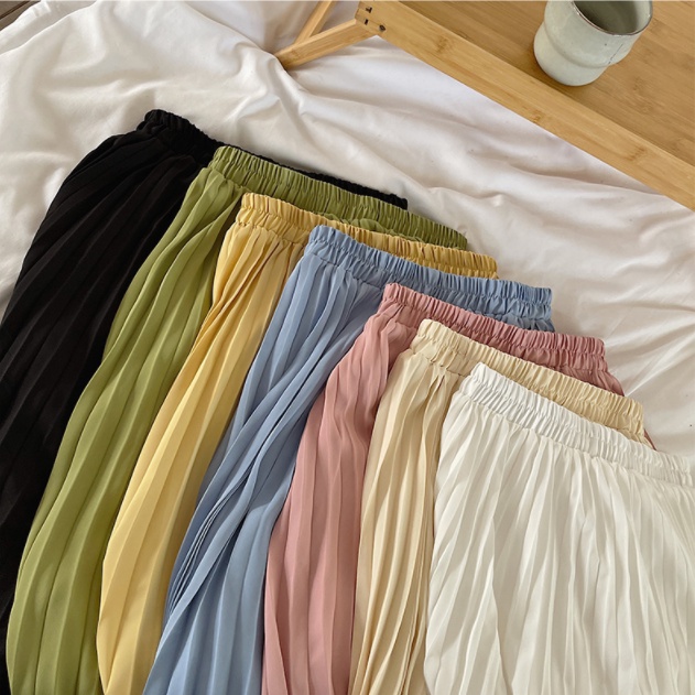 SUXI Chân Váy Maxi Dài Lưng Thun Màu Sắc Thanh Lịch