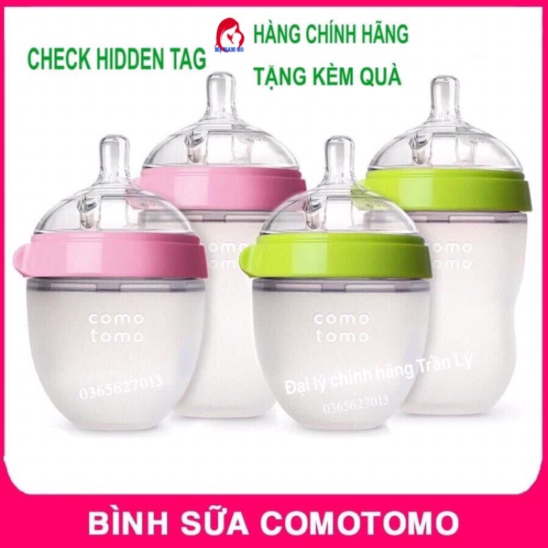 Bình Sữa COMOTOMO❣️CHECK HIDDEN TAG CHÍNH HÃNG❣️Tách Sét Từ Bộ Đôi 2 Bình 150ml/250ml Hồng và Xanh