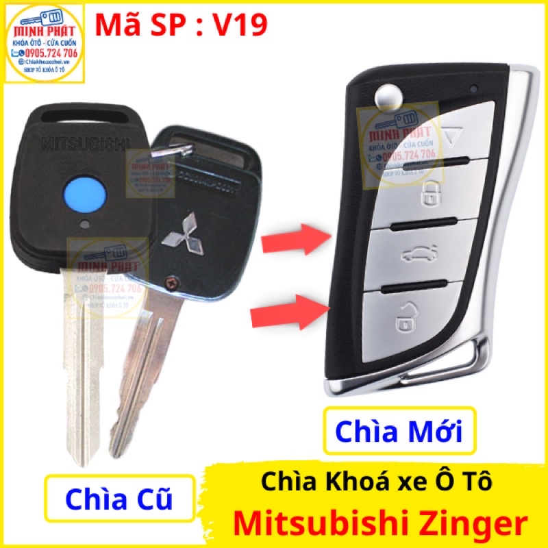 Làm khoá remote xe Mitsubishi Zinger mẫu V19