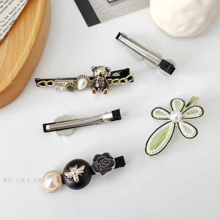 Set 5 Kẹp Tóc Màu Đen Sang Chảnh Phong Cách Retro Hàn Quốc - Hadichi