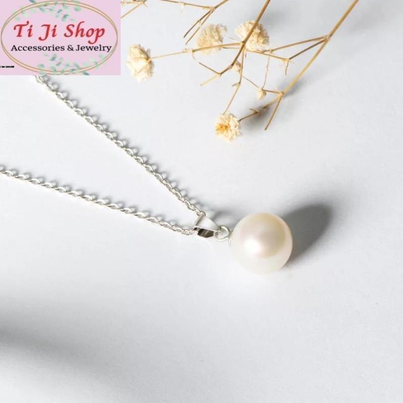 Combo Dây chuyền bông tai  inox ngọc trai nhân tạo