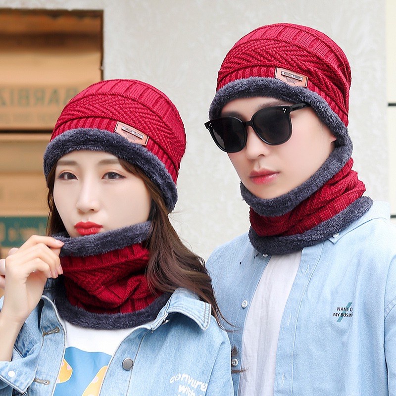 MVP179 Mũ len kèm khăn choàng cổ phong cách Hàn Quốc cho nam nữ hàng loại đẹp