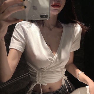 SIÊU PHẨM -- Áo Crotop cổ V eo rút.
