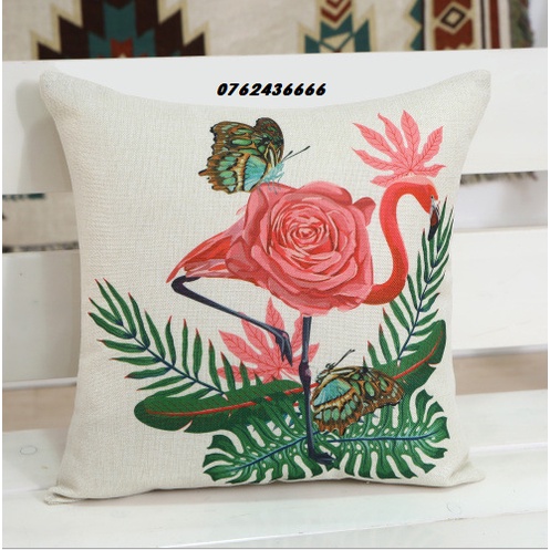Gối tựa lưng vuông sofa mẫu CHIM HẠC (chỉ vỏ gối không kèm ruột) size 45x45cm