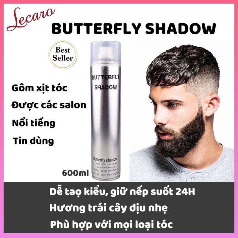 Gôm keo xịt giữ nếp tóc độ cứng 4/5 BUTTERFLY Shadow 600ml