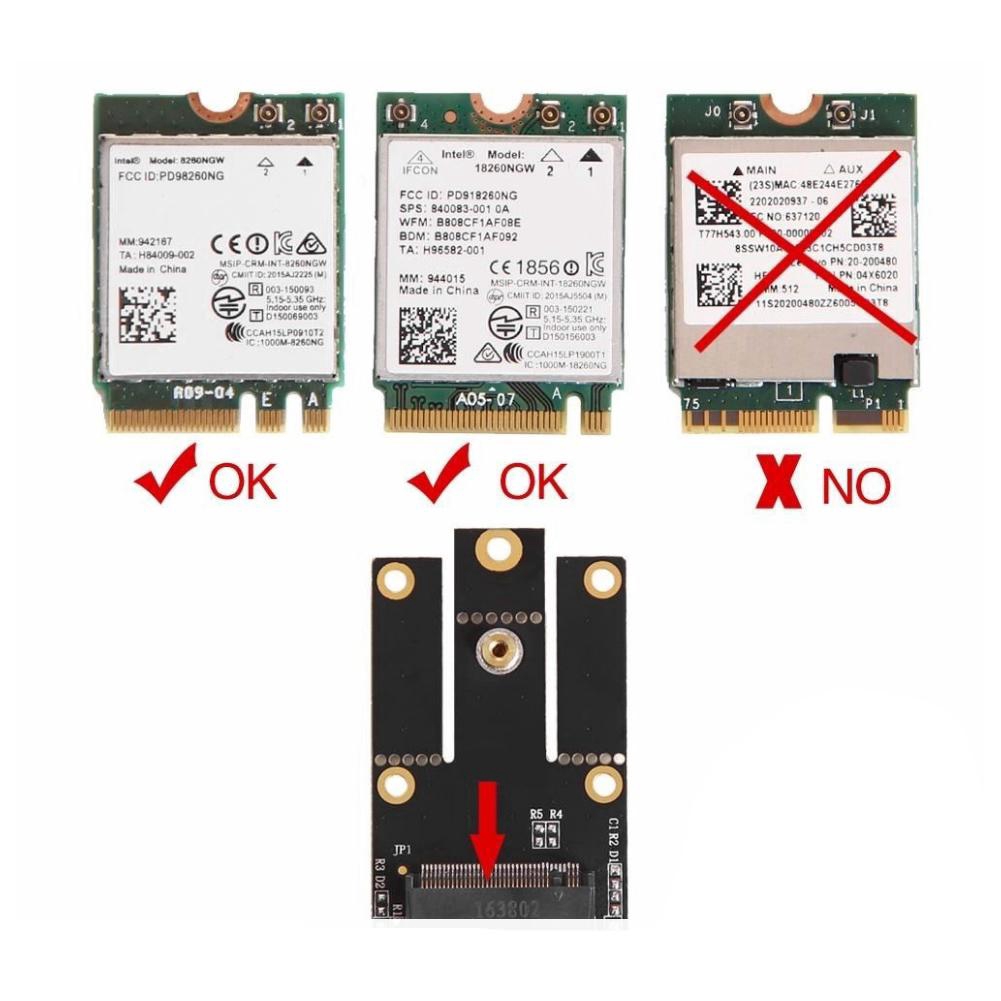 Card chuyển đổi Mini adapter NGFF sang 2 Wifi không dây PCI-E Bluetooth cho Notebook