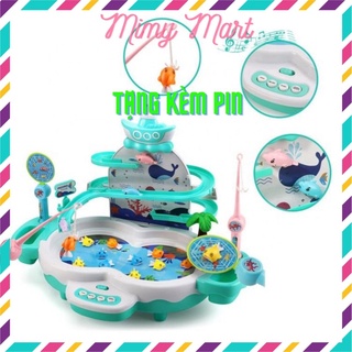 Bộ đồ chơi câu cá mô hình tháp nước cầu trượt, có đèn, có nhạc