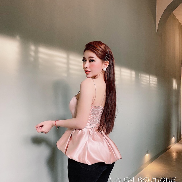 Áo lụa nhún bèo lai lolem hàng cao cấp