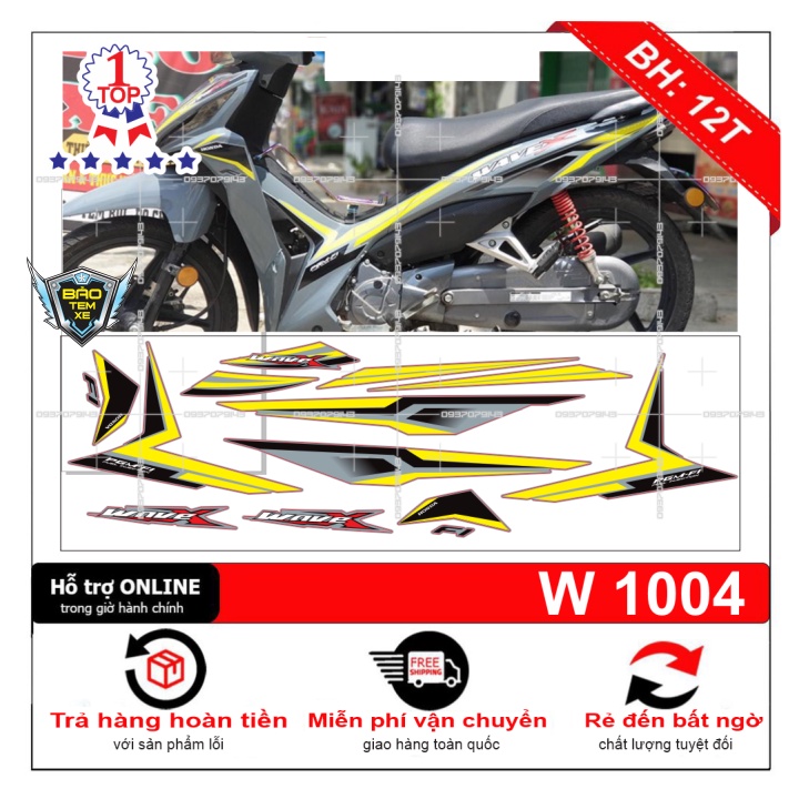 Tem rời dán xe wave RSX dán xe xám xi măng - Bi Decal